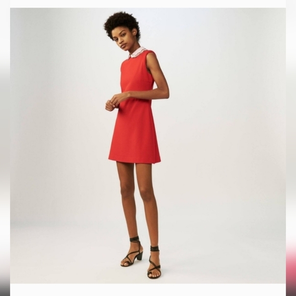Maje Dresses & Skirts - Make Peter Pan Elegant Red Sleeveless Dress